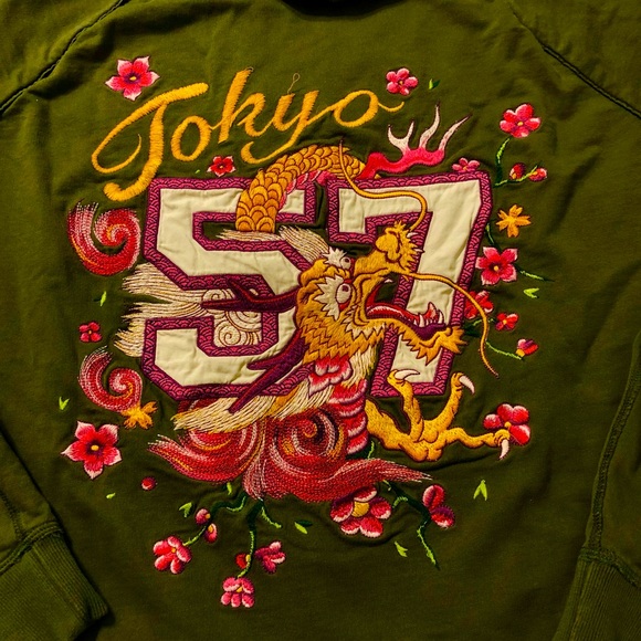 Lucky Brand Hoodie Embroidered Zip Sweatshirt Dragon Design Vintage Artwear  XL - Picture 2 of 12